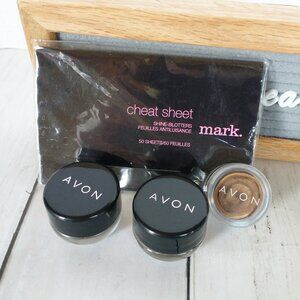 Avon Makeup Bundle Cream Eyeshadow Pebble Stone Swirled Gold and Shine Blotters